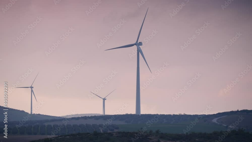 Wind turbine farm on hills. Green ecological power energy generation near Ardales, province Malaga, Andalusia Spain. Wind turbine farm on hills. Green ecological power energy generation near Ardales, province Malaga, Andalusia Spain.