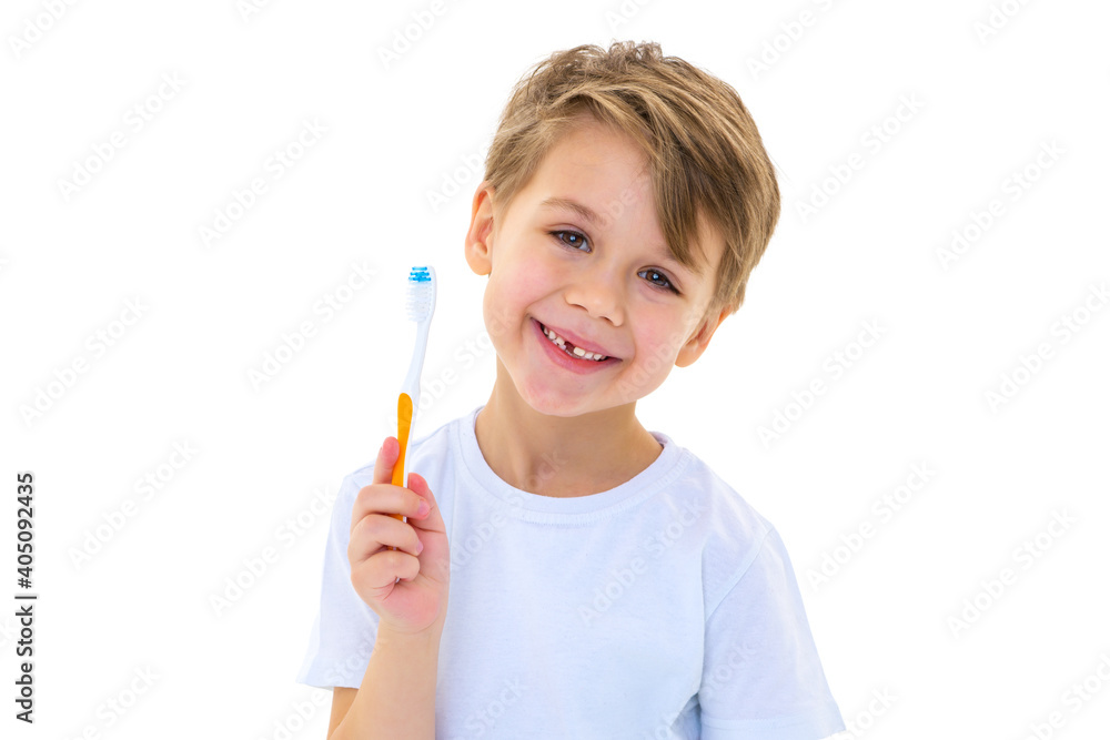 A little boy is brushing his teeth with a toothbrush. A little boy is brushing his teeth with a toothbrush.