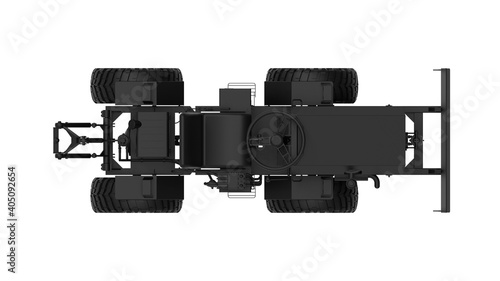 3D rendering of a mini tractor work vehicle machinery computer model working engineering on white background