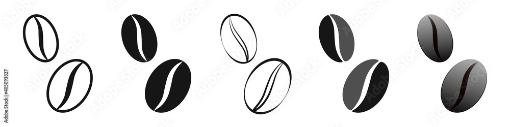 Coffee beans icon. Set of icons, coffee tree grains, arabica and robusta coffee grains. Flat design, vector illustration Coffee beans icon. Set of icons, coffee tree grains, arabica and robusta coffee grains. Flat design, vector illustration