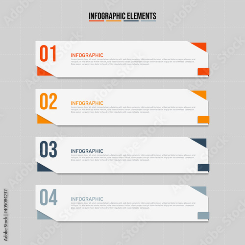 Colorful  rectangular infographics elements, Thin line pictograms, pointers and text box, Concept of business model with 5 successive steps, Modern design template, Steps or processes.
