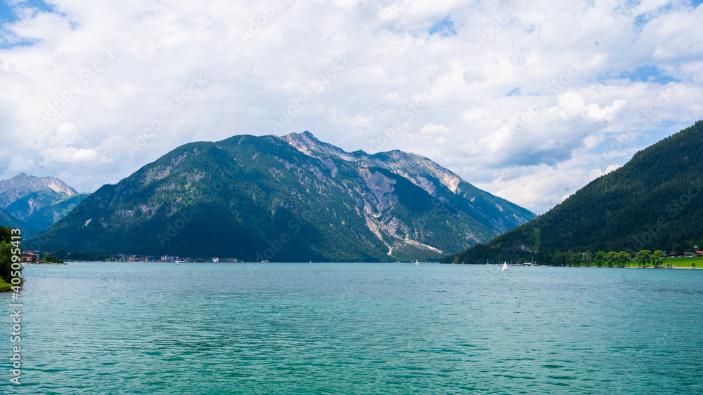 lake achen surrounded by mountains in Tirol Austria