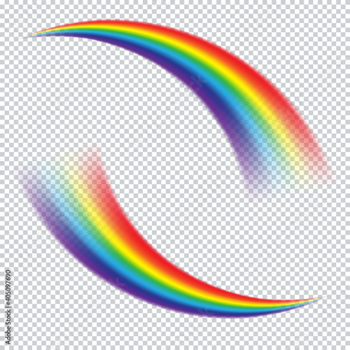Colorful realistic multicolored rainbow on transparent background. Natural ar...
