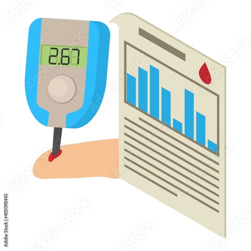 Diabetes monitoring icon. Isometric illustration of diabetes monitoring vector icon for web