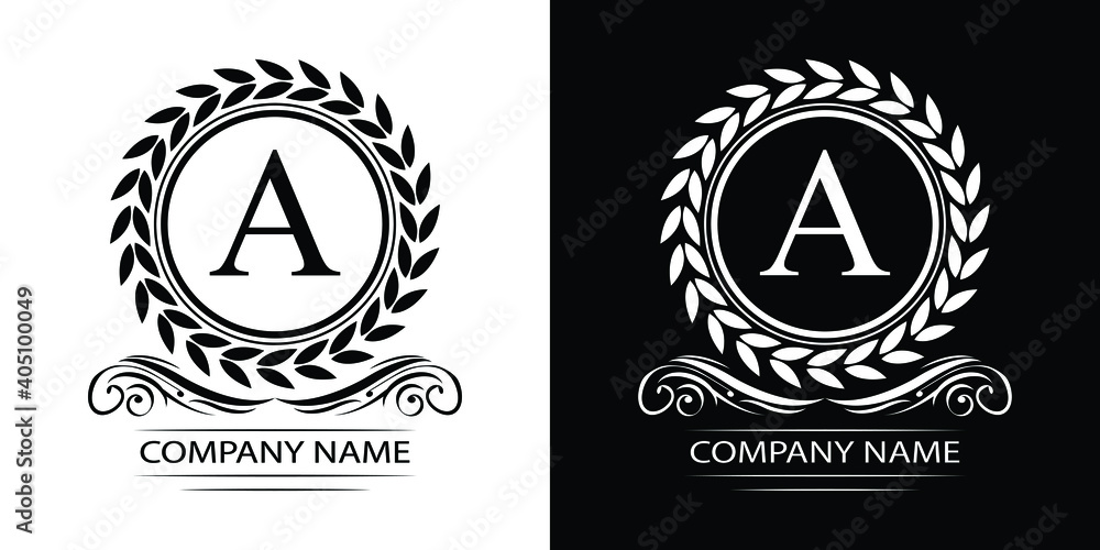 Letter A laurel wreath template logo Luxury gold letter with crown. Monogram alphabet . Beautiful royal initials letter. Letter A laurel wreath template logo Luxury gold letter with crown. Monogram alphabet . Beautiful royal initials letter.