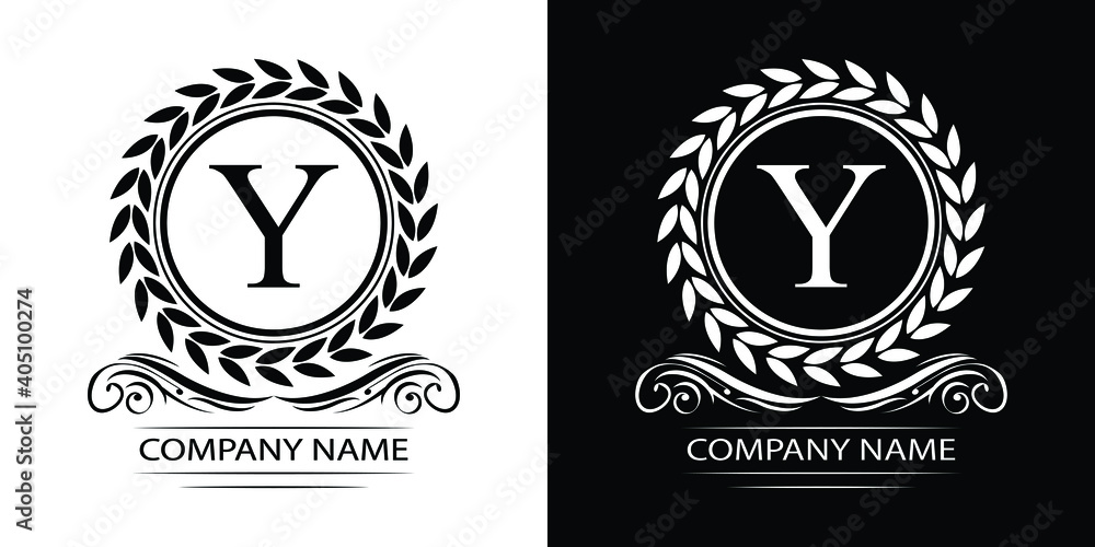 Letter Y laurel wreath template logo Luxury gold letter with crown. Monogram alphabet . Beautiful royal initials letter. Letter Y laurel wreath template logo Luxury gold letter with crown. Monogram alphabet . Beautiful royal initials letter.