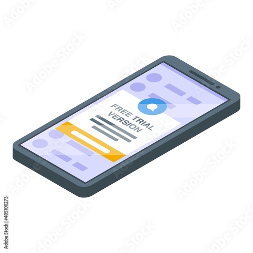 Phone trial version icon. Isometric of phone trial version vector icon for web design isolated on white background