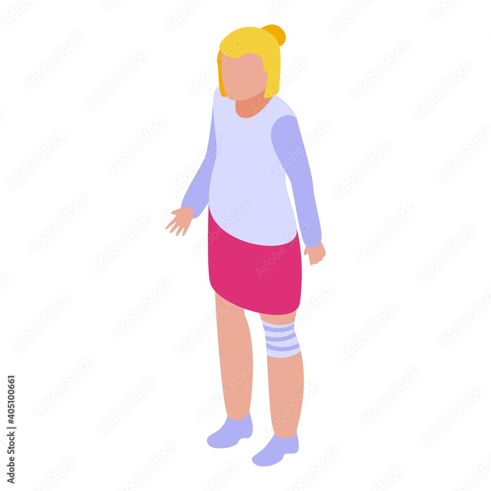 Injured girl icon. Isometric of injured girl vector icon for web design isolated on white background Injured girl icon. Isometric of injured girl vector icon for web design isolated on white background