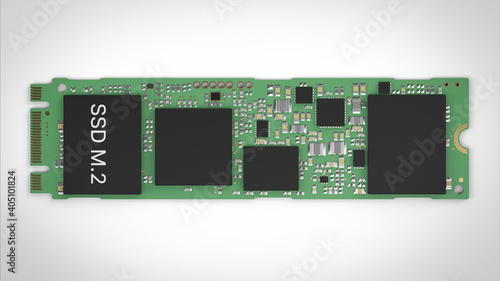 SSD m.2 on white background, 3d rendering photo