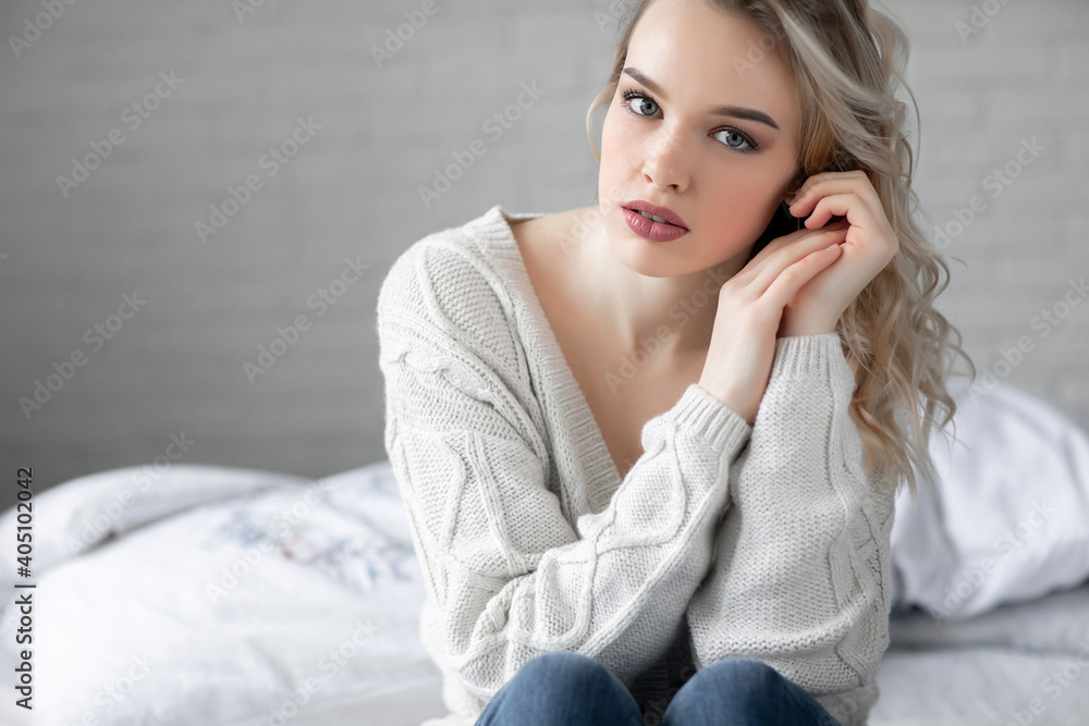 Portrait of a happy young woman at home Portrait of a happy young woman at home