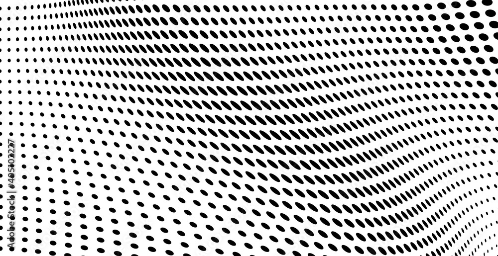 The halftone texture is monochrome. Chaotic waves of black dots on a white background The halftone texture is monochrome. Chaotic waves of black dots on a white background