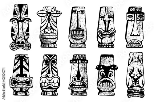 Maya masks collection. Clip art bundle on white background