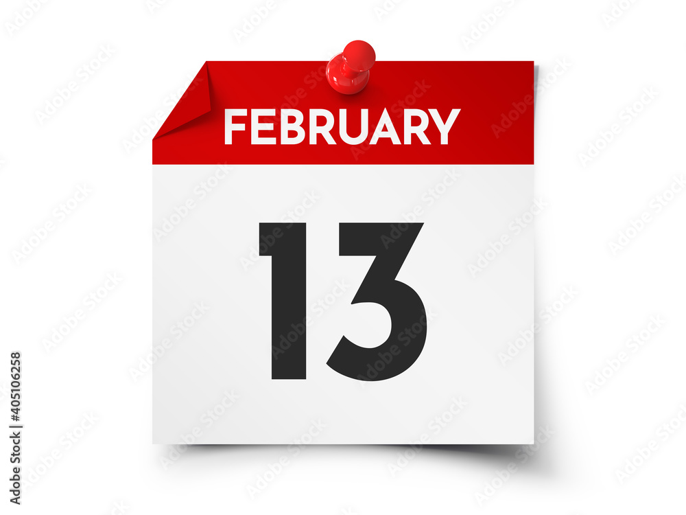 Fototapeta premium February 13 day calendar