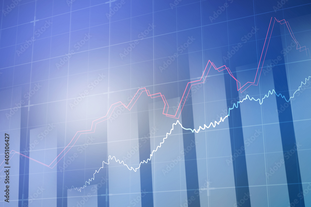 2d rendering Stock market online business concept. business Graph 