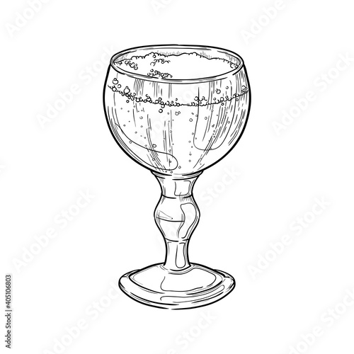 Goblet beer glass isolated on white background. Hand drawn vector illustration.