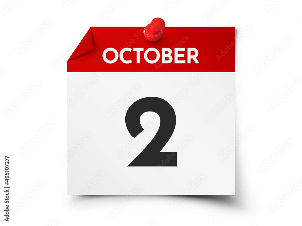 October 2 day calendar - obrazy, fototapety, plakaty 