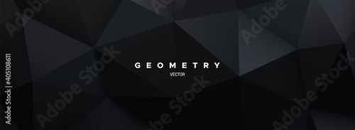 Black polygonal background. Geometric triangular relief.