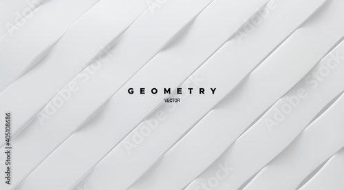 Geometric minimalist pattern. White ribbons abstract background