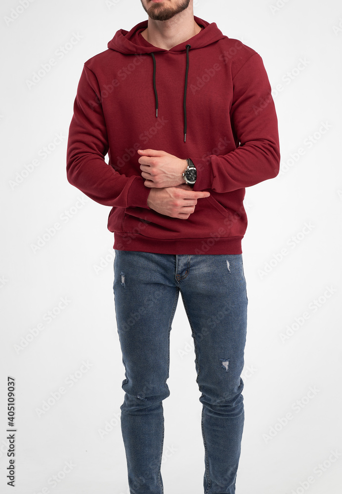Guy in red hoodie new arrivals