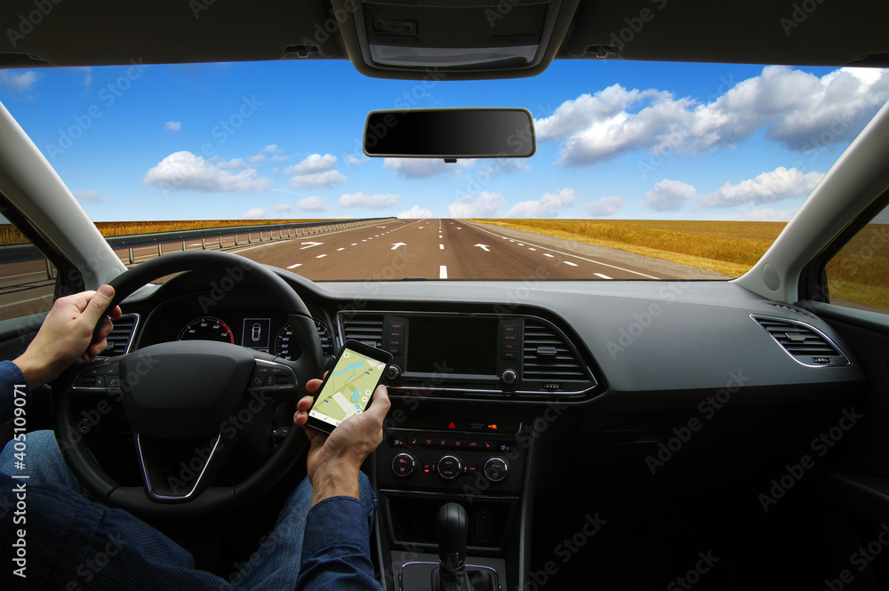 Man using GPS navigation