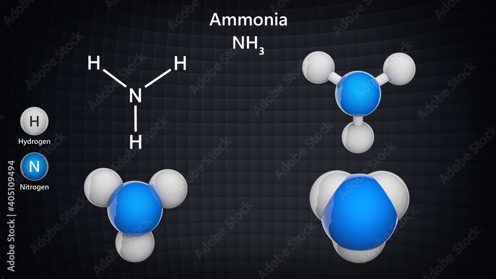 Ammonia (molecular formula: NH3 or H3N) is a colorless alkaline gas ...