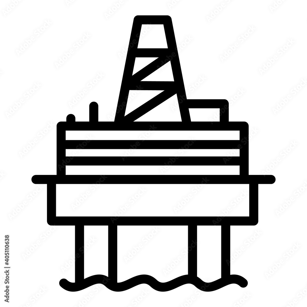 Refinery sea drilling rig icon. Outline refinery sea drilling rig vector icon for web design isolated on white background Refinery sea drilling rig icon. Outline refinery sea drilling rig vector icon for web design isolated on white background