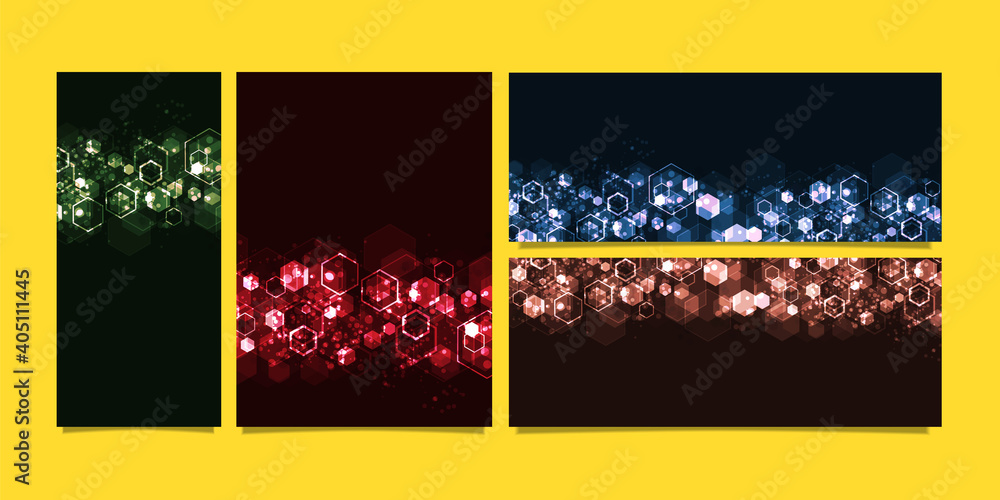Set of abstract communication technology web banner. Abstract futuristic digital innovation. Vector Banner.