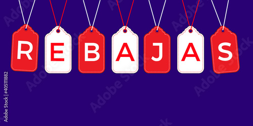 Group of Hanging tags with text SALE on spanish language