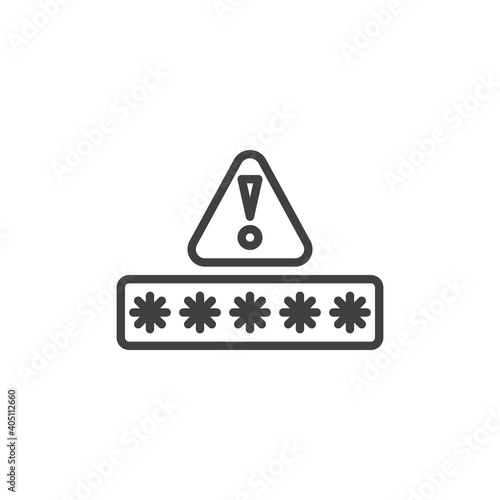 Wrong password code line icon. linear style sign for mobile concept and web design. Security password alert outline vector icon. Symbol, logo illustration. Vector graphics