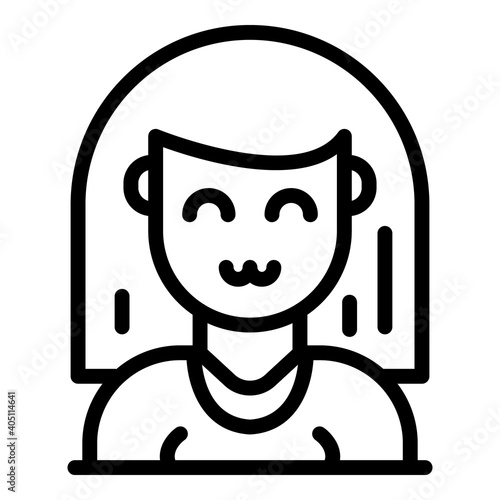 Morning smiling woman icon. Outline morning smiling woman vector icon for web design isolated on white background