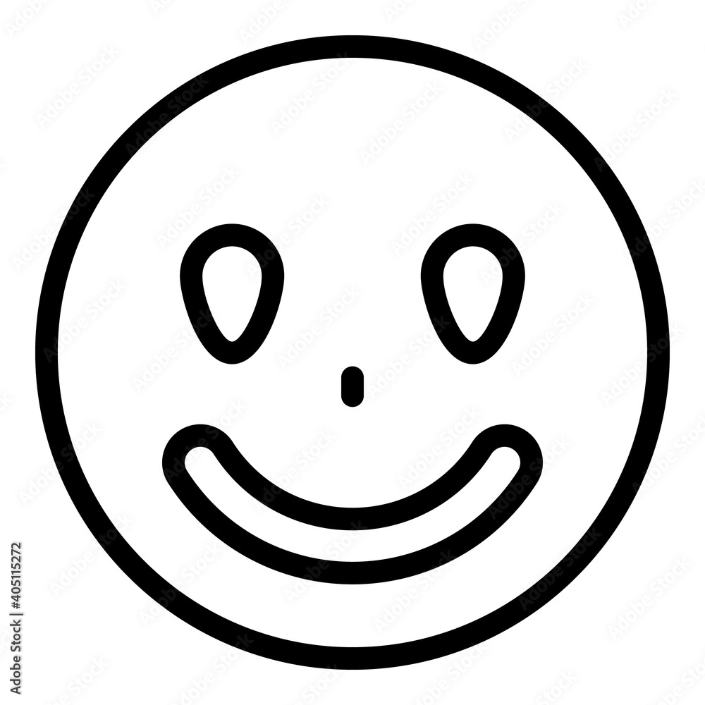 Fototapeta premium Cute smiling emoji icon. Outline cute smiling emoji vector icon for web design isolated on white background