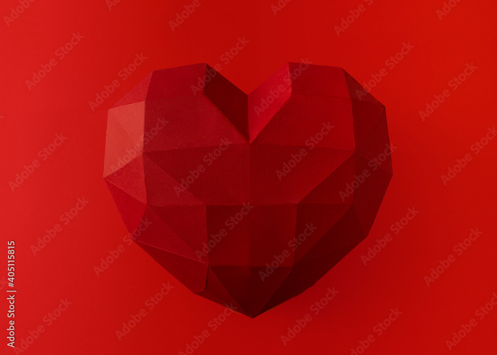 valentine's day concept. big red polygonal heart.unusual heart valentine's day concept. big red polygonal heart.unusual heart