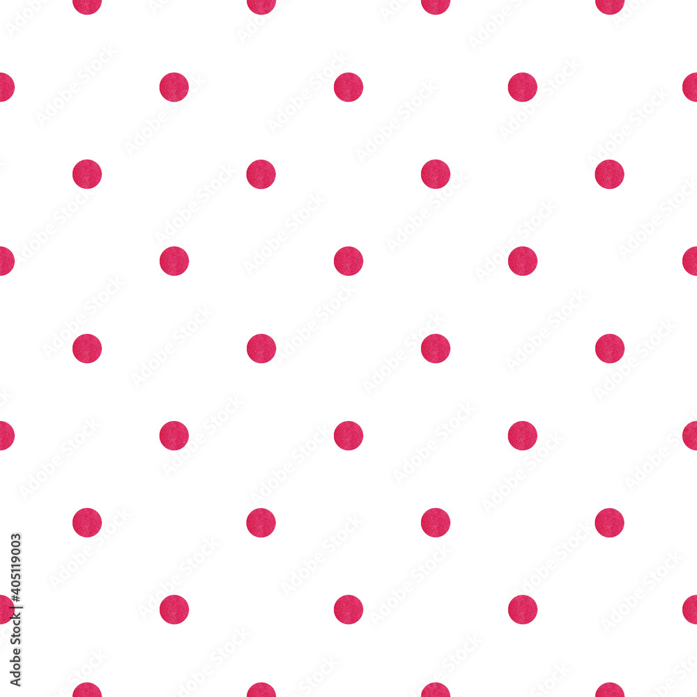 Watercolour red polka dot pattern on the white background