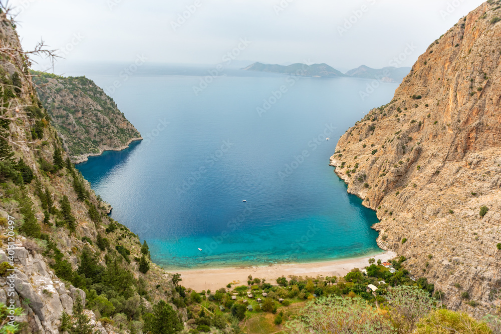 Summer butterfly valley sea beach view and cruise boat Oludeniz,Turkey Summer butterfly valley sea beach view and cruise boat Oludeniz,Turkey