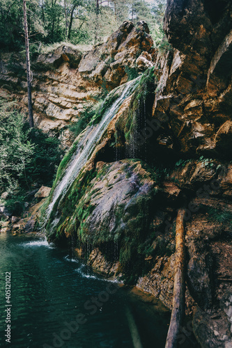 landscape with a pool with waterfall in a place of spain photo