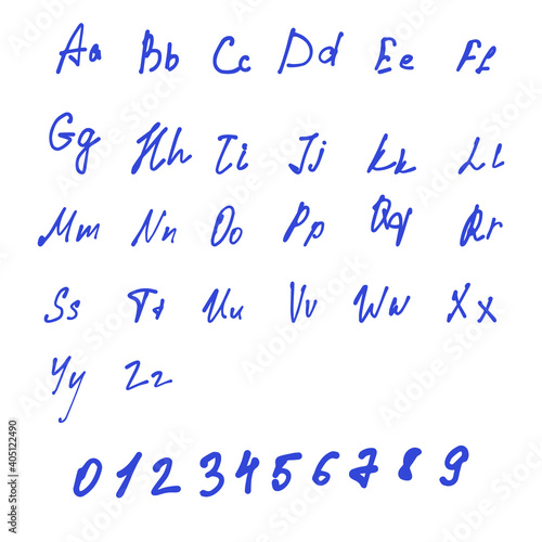 vector alphabet hand-drawn with imitation gel pen, hand-drawn font