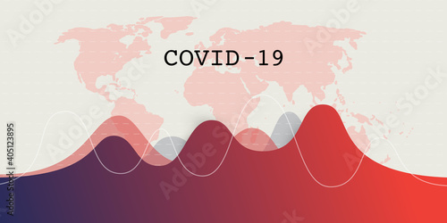 Waves of Corona Virus Infection Around the World - Design Concept with Charts and Word Map