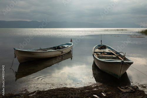 fishing boats on the calm waters of Lake Iznik