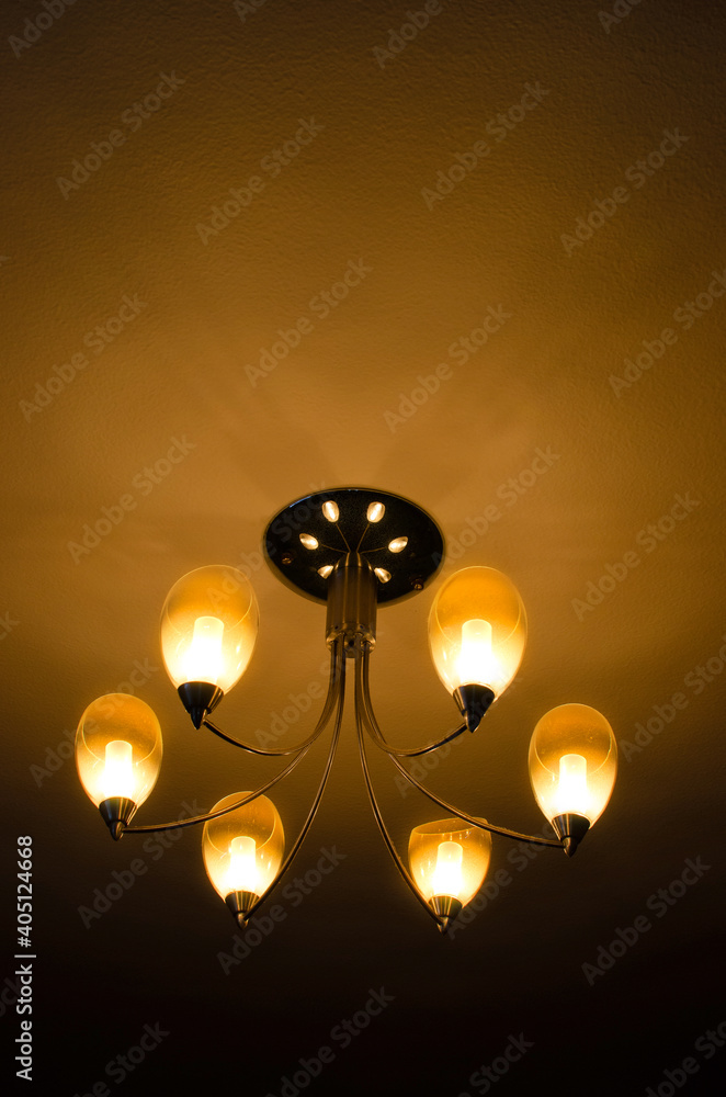 Decorative Lamp Shade with Candle Like Lights,  Low angle View,  Studio Shot