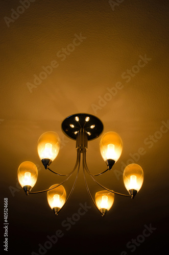 Decorative Lamp Shade with Candle Like Lights, Low angle View, Studio Shot