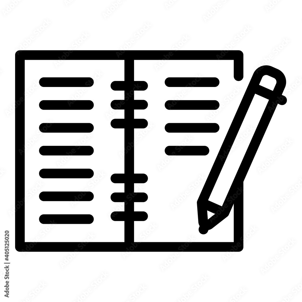School notebook icon. Outline school notebook vector icon for web design isolated on white background School notebook icon. Outline school notebook vector icon for web design isolated on white background