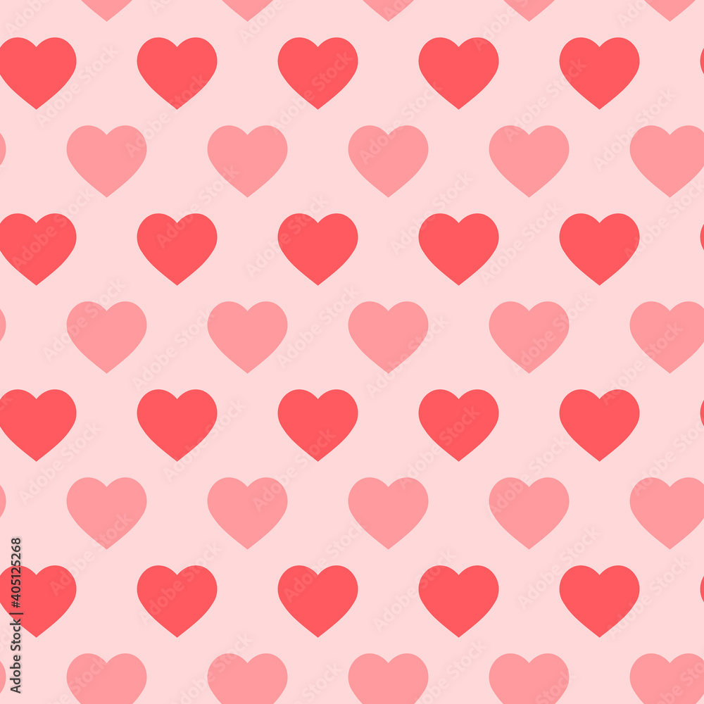 Seamless pattern with hearts. Endless romantic background for Valentine's Day. Symbols of love, relationships and romance for the holiday on February 14. Isolated.