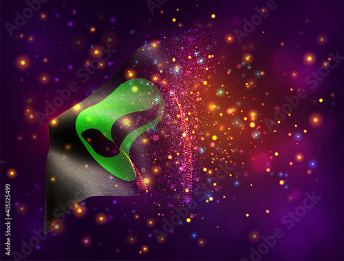 flag on pink purple background with lighting and flares