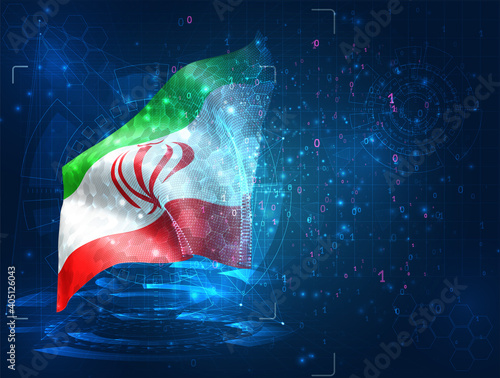 vector 3d flag on blue background with hud interfaces