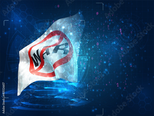 No war vector 3d flag on blue background with hud interfaces