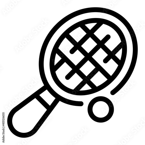 Tennis racket icon. Outline tennis racket vector icon for web design isolated on white background