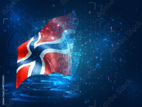 vector 3d flag on blue background with hud interfaces