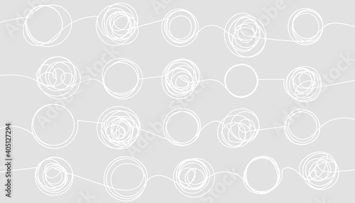 Background with tangled and unraveled doodle hand drawn tangles