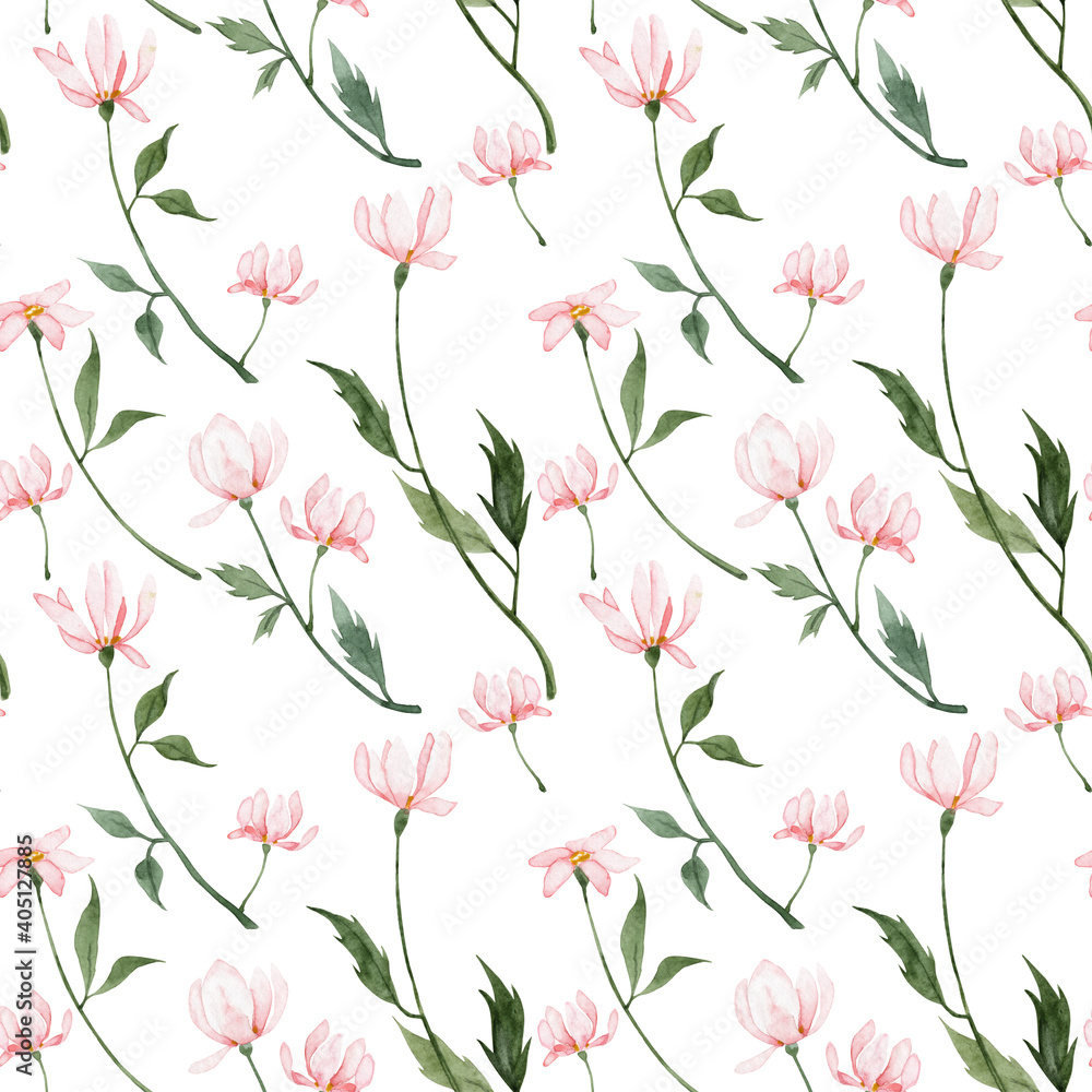 Seamless pattern with hand painted watercolor flowers Seamless pattern with hand painted watercolor flowers