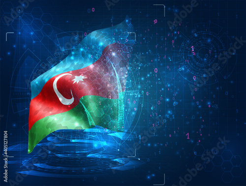 vector 3d flag on blue background with hud interfaces